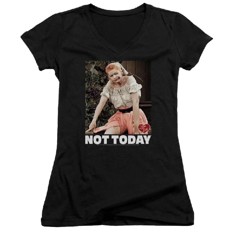 I Love Lucy Not Today - Juniors V-Neck T-Shirt-- Thin T-Shirt Open Front Quick Dry