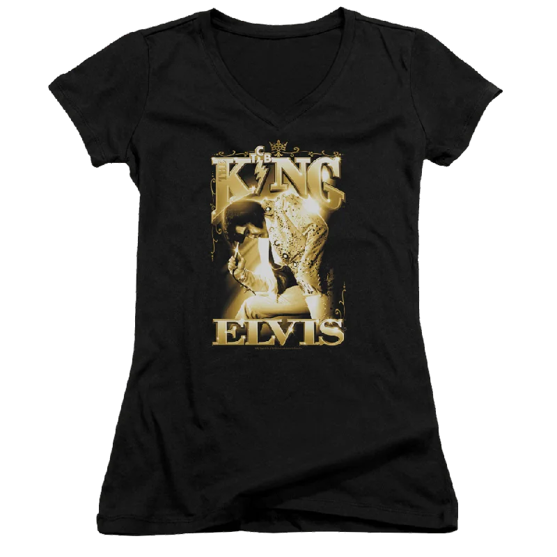 Elvis Presley The King - Juniors V-Neck T-Shirt-- Fashionable Trendy Casual