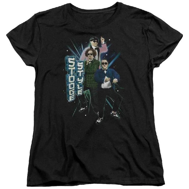 The Three Stooges Stooge Style Women's T-Shirt-- Chenille Brocade Lace
