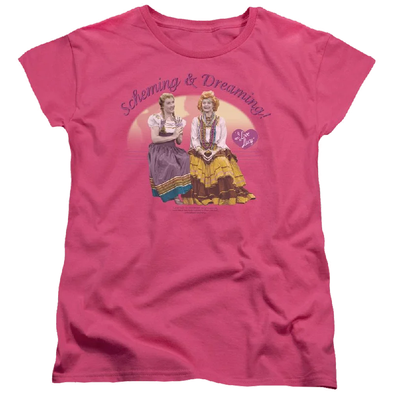I Love Lucy Scheming & Dreaming - Women's T-Shirt-- Mesh Fabric Canvas Fabric Denim Fabric