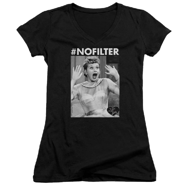 I Love Lucy No Filter - Juniors V-Neck T-Shirt -- Basic T-Shirt Crew Neck Short Sleeve