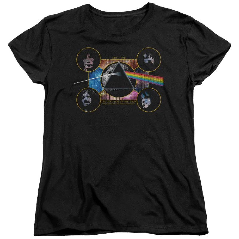 Pink Floyd Dark Side Heads - Women's T-Shirt-- Hooded Caped Shawl Collar