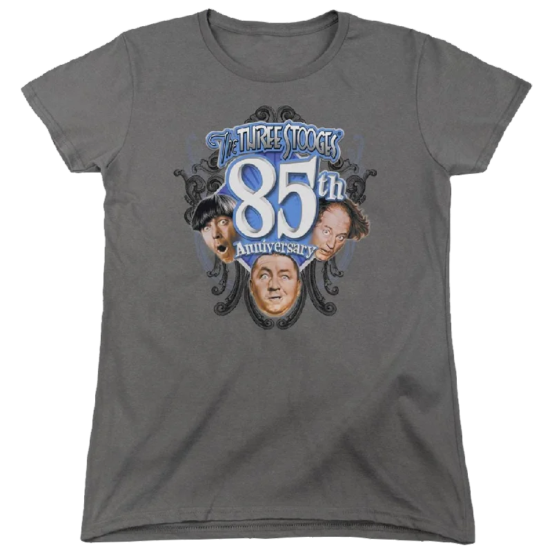 The Three Stooges 85th Anniversary 2 Women's T-Shirt-- Collared Crew Neck Turtle Neck