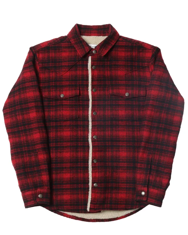 Shearling Western Shirt-- Handmade Hand-knitted Hand-woven