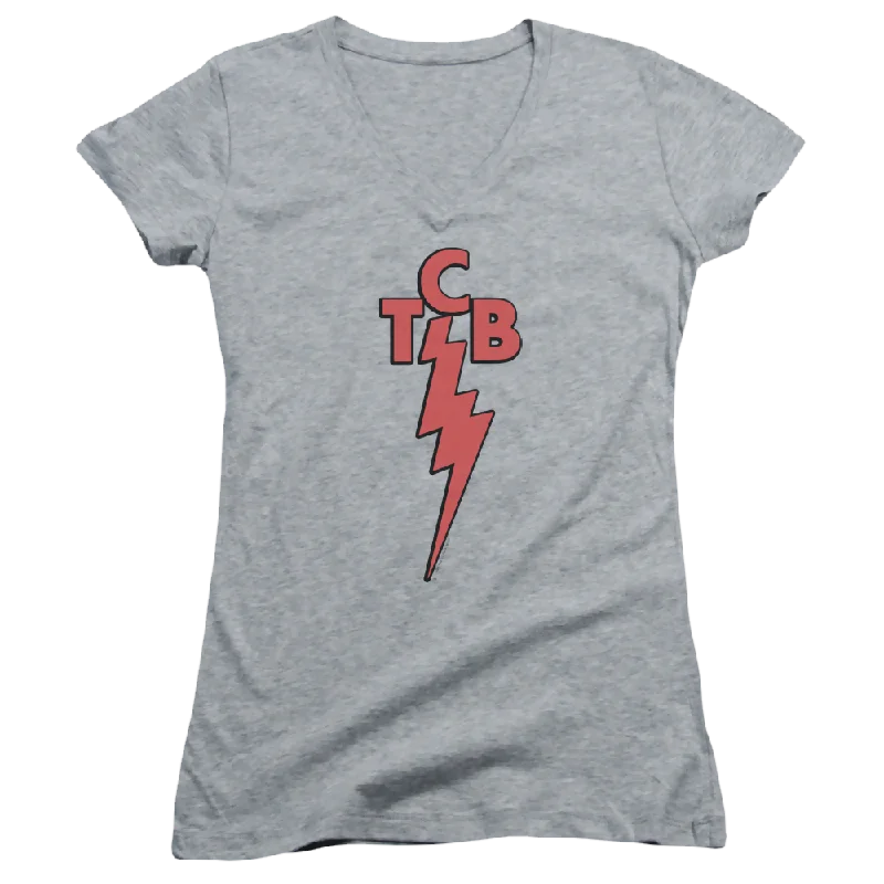 Elvis Presley Tcb - Juniors V-Neck T-Shirt-- Beaded Sequined Faux Fur