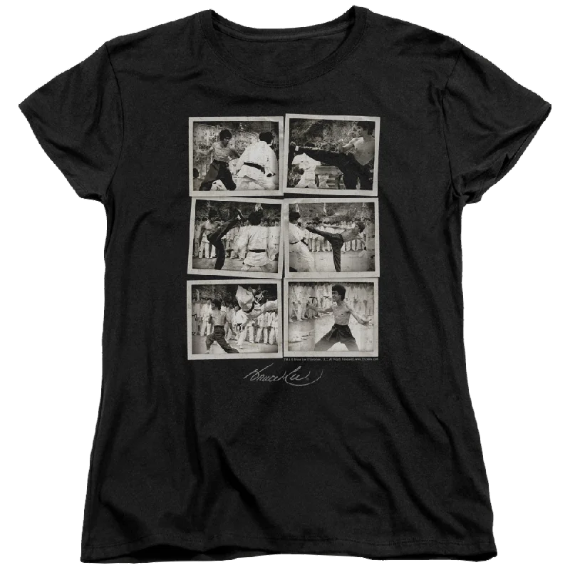 Bruce Lee Snap Shots - Women's T-Shirt-- Striped Floral Plaid