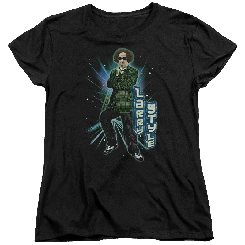 The Three Stooges Larry Style Women's T-Shirt-- Chenille Brocade Lace