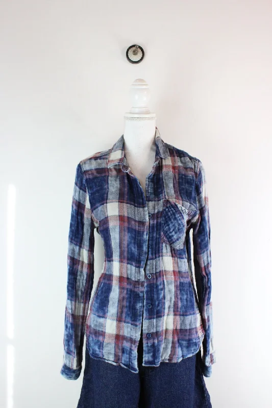 Vintage Bella Dahl Flannel Shirt (M)-- Collared Crew Neck Turtle Neck