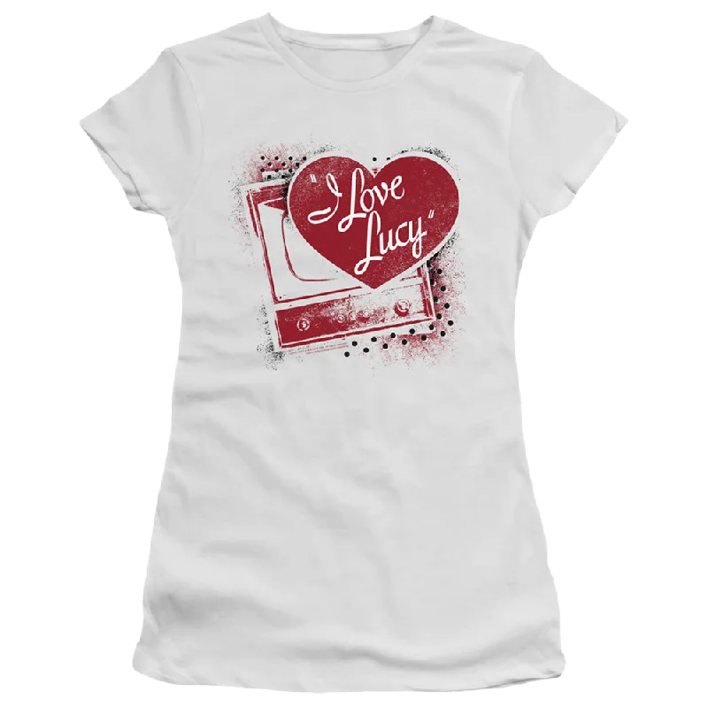 I Love Lucy Spray Paint Heart - Juniors T-Shirt-- Iron Safe Non-Iron Wrinkle Free