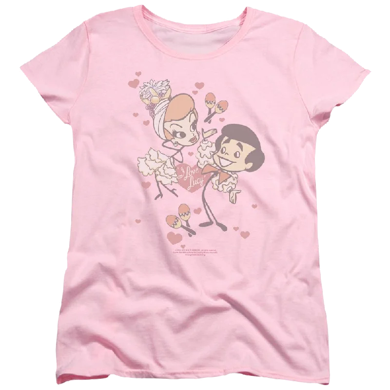 I Love Lucy Rumba Dance Women's T-Shirt-- Notch Collar Peter Pan Collar Cowl Neck