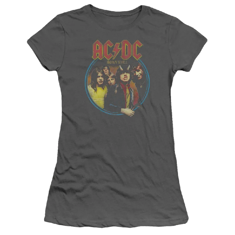 AC/DC Highway To Hell - Juniors T-Shirt-- Hooded Caped Shawl Collar