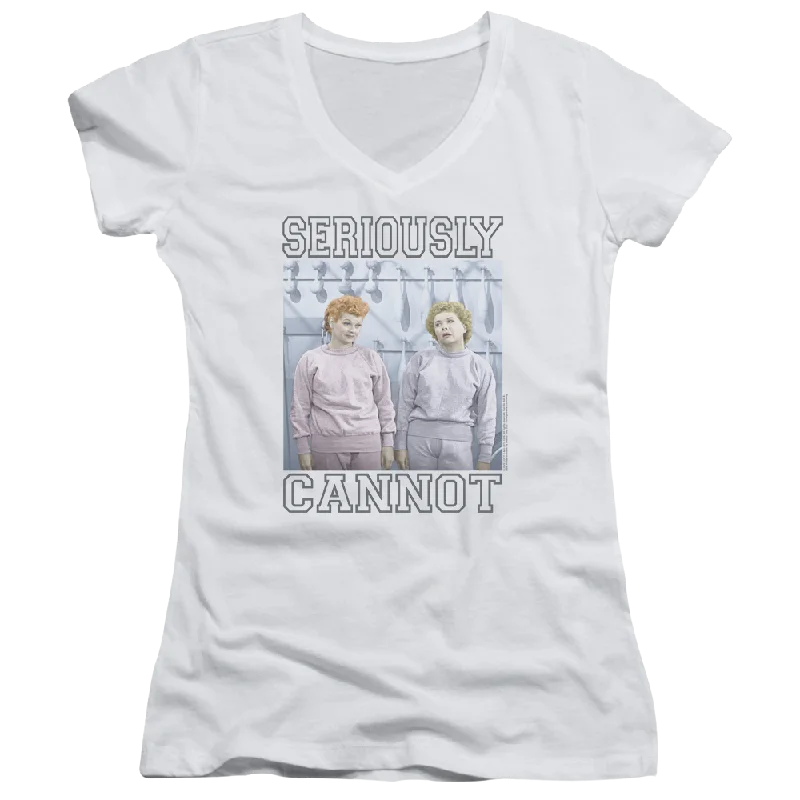 I Love Lucy Seriously Cannot Juniors V-Neck T-Shirt-- Casual Formal Business