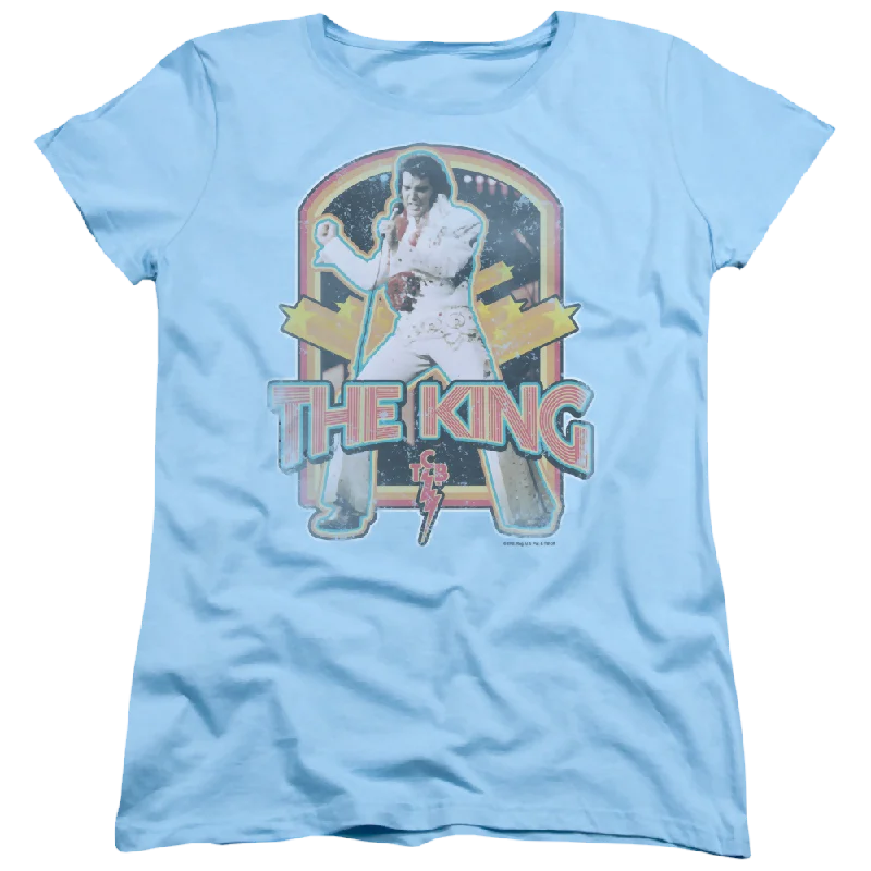 Elvis Presley Distressed King - Women's T-Shirt-- Faux Fur Fabric Real Fur Fabric Shearling Fabric Elvis Presley Distressed King - Women's T-Shirt-- Faux Fur Fabric Real Fur Fabric Shearling Fabric
