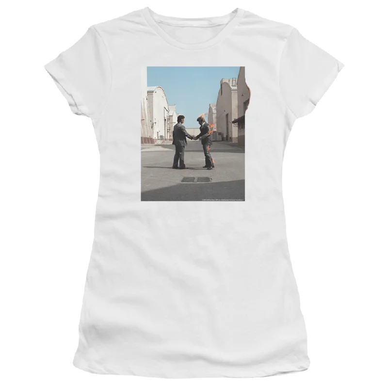 Pink Floyd Wish You Were Here - Juniors T-Shirt-- Hooded Caped Shawl Collar