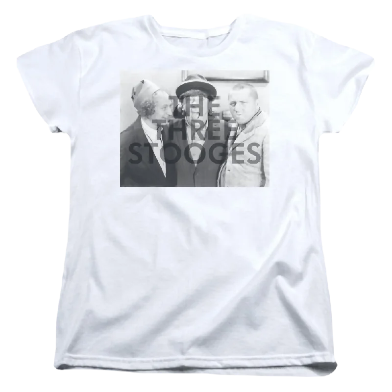 The Three Stooges Cutoff Women's T-Shirt-- Elegant Classic Vintage