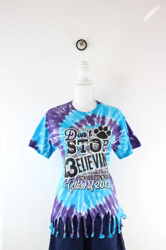Vintage Don´t Stop Believing T-Shirt (S)-- Welt Pockets Slit Pockets Flap Pockets
