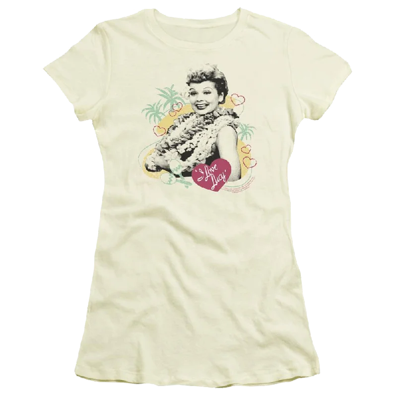 I Love Lucy Luau Graphic Juniors T-Shirt-- Embroidered Appliqued Beaded