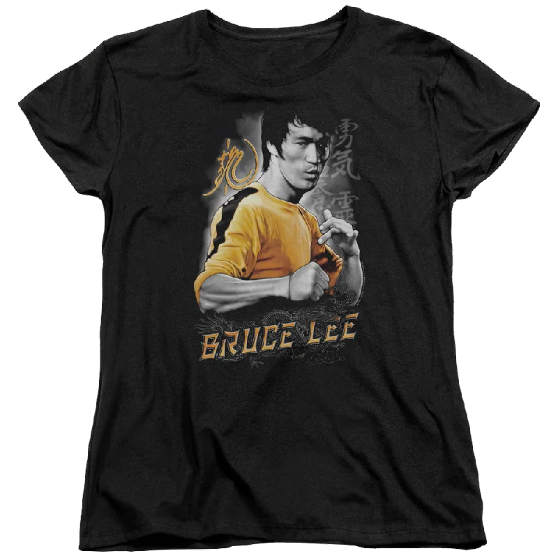 Bruce Lee Yellow Dragon - Women's T-Shirt-- Collared Crew Neck Turtle Neck