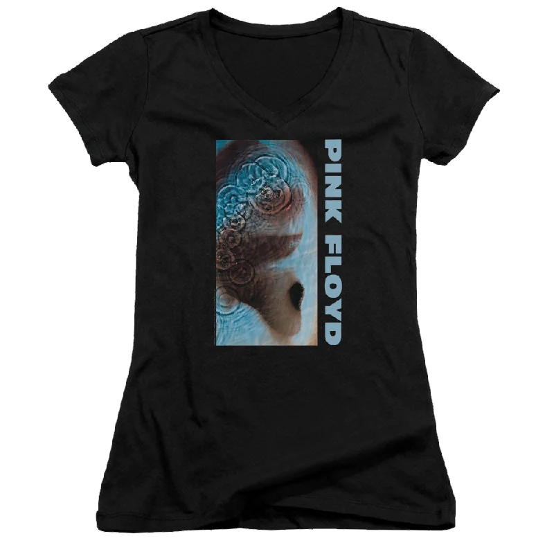 Pink Floyd Meddle - Juniors V-Neck T-Shirt-- Rayon Velvet Corduroy