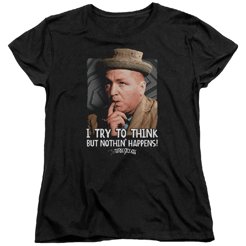 The Three Stooges Try To Think Women's T-Shirt-- Modern Contemporary Chic