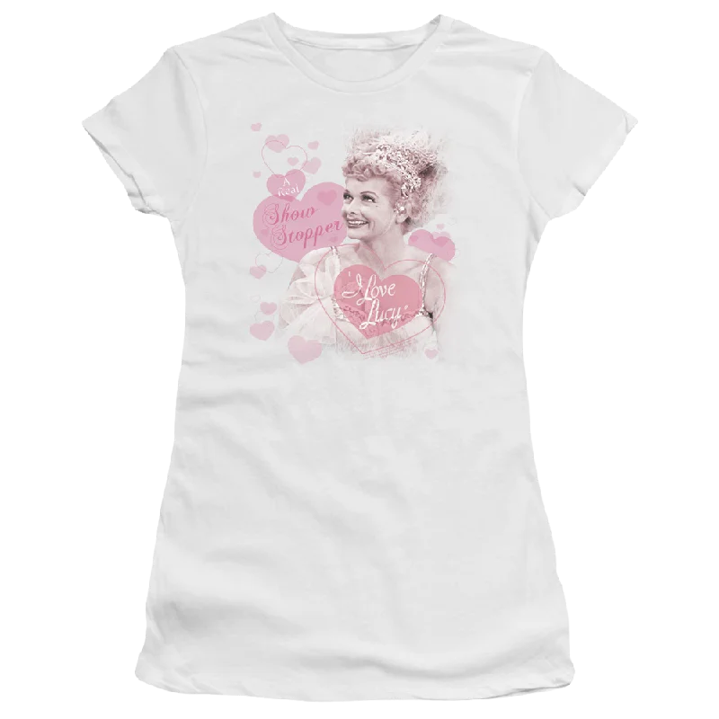 I Love Lucy Show Stopper Juniors T-Shirt-- Print Jacquard Patchwork