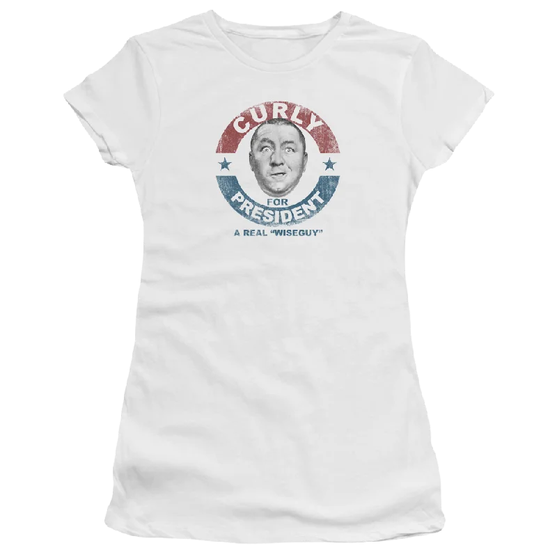 The Three Stooges Curly For President Juniors T-Shirt-- Plaid T-Shirt Polka Dot Checkered The Three Stooges Curly For President Juniors T-Shirt-- Plaid T-Shirt Polka Dot Checkered
