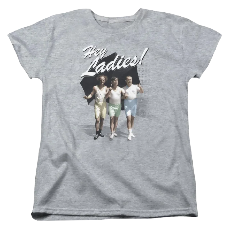 The Three Stooges Hey Ladies Women's T-Shirt-- Thin T-Shirt Open Front Quick Dry