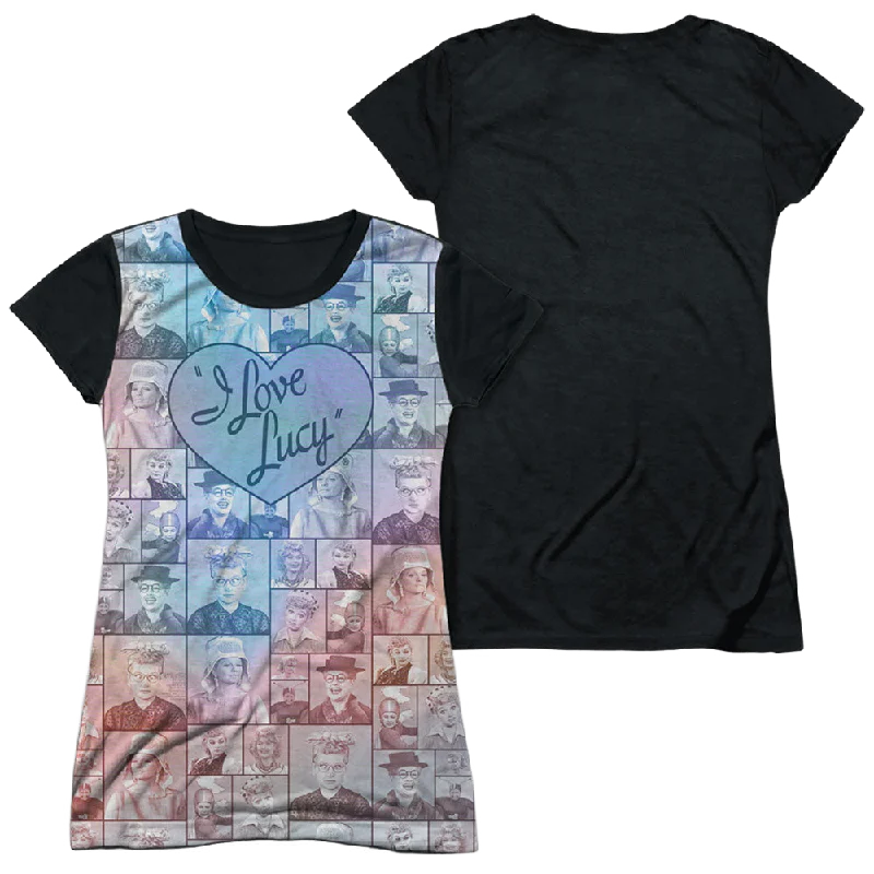 I Love Lucy Many Moods - Juniors Black Back T-Shirt-- Spandex Blend Rayon Blend Denim Blend