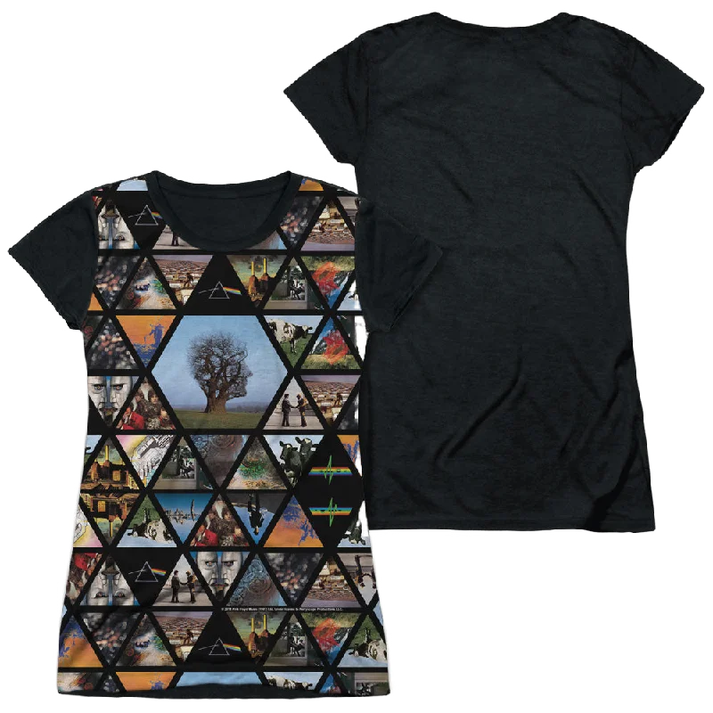 Pink Floyd Photographs - Juniors Black Back T-Shirt-- Print Jacquard Patchwork