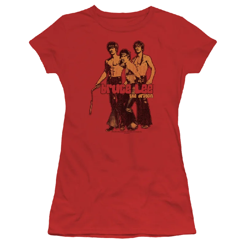 Bruce Lee Nunchucks - Juniors T-Shirt-- Elegant Classic Vintage