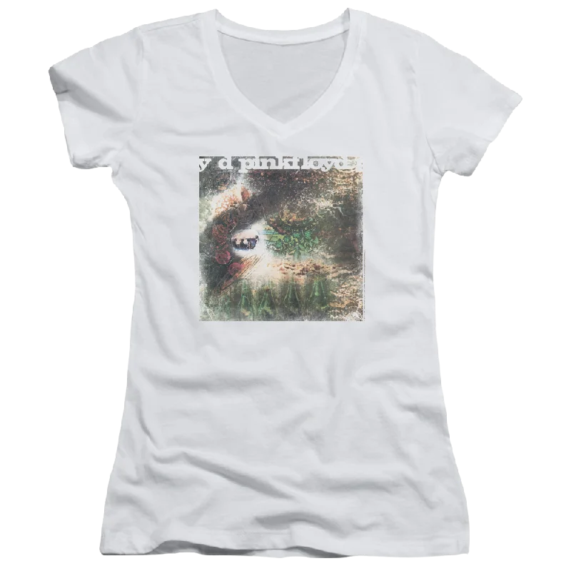 Pink Floyd Saucerful Of Secrets - Juniors V-Neck T-Shirt-- Fitted T-Shirt Seamless Stretchy Pink Floyd Saucerful Of Secrets - Juniors V-Neck T-Shirt-- Fitted T-Shirt Seamless Stretchy