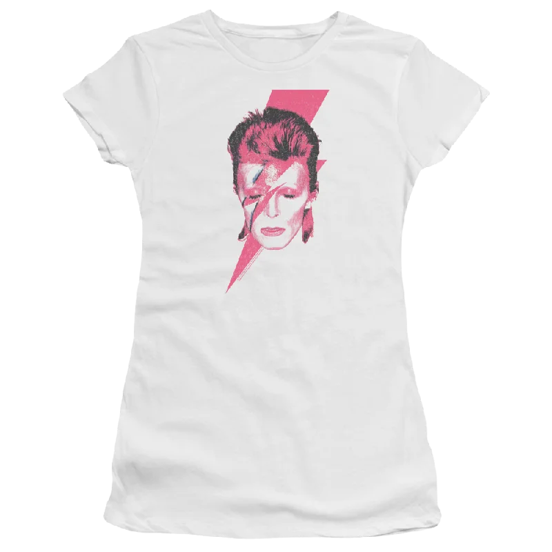 David Bowie Aladdin Sane - Juniors T-Shirt-- Chenille Blend Fleece Blend Nylon Blend
