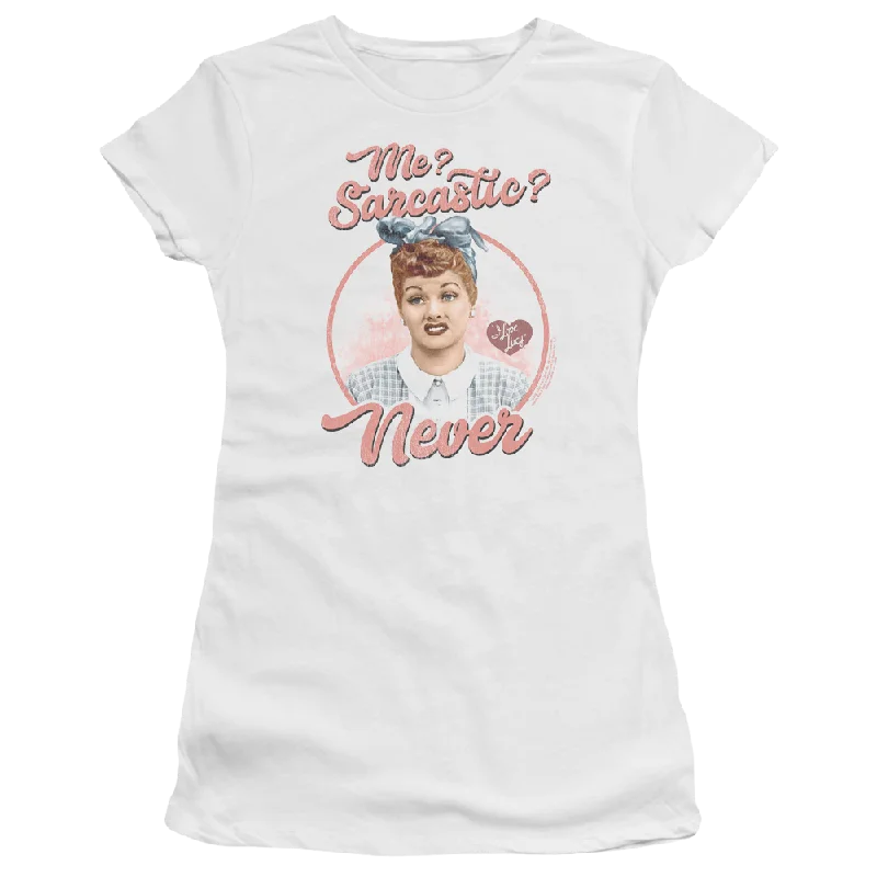 I Love Lucy Sarcastic Juniors T-Shirt-- Mesh Canvas Denim