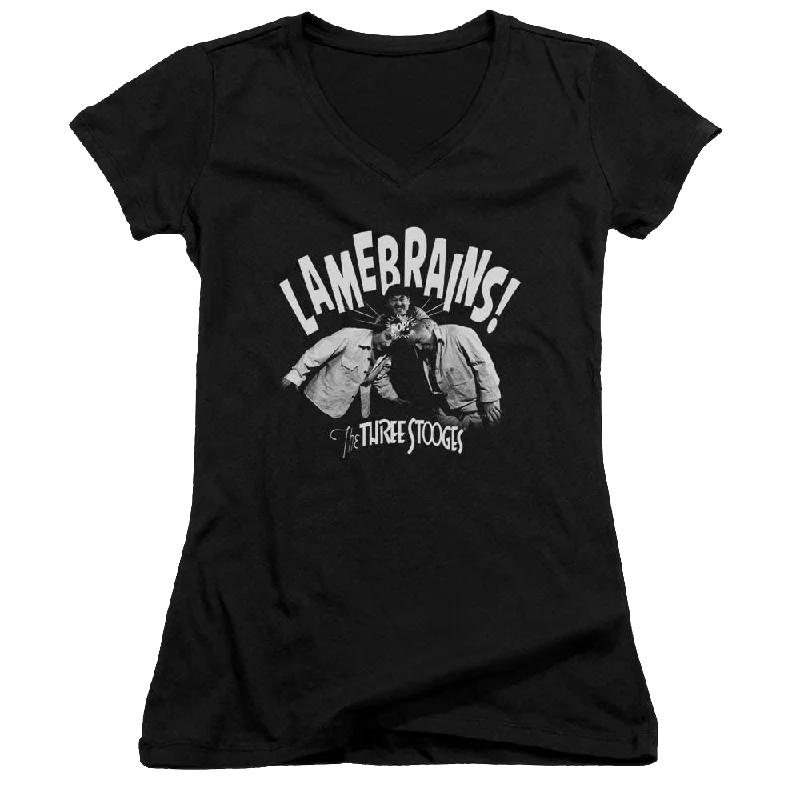 The Three Stooges Lamebrains Juniors V-Neck T-Shirt-- Collared Crew Neck Turtle Neck The Three Stooges Lamebrains Juniors V-Neck T-Shirt-- Collared Crew Neck Turtle Neck