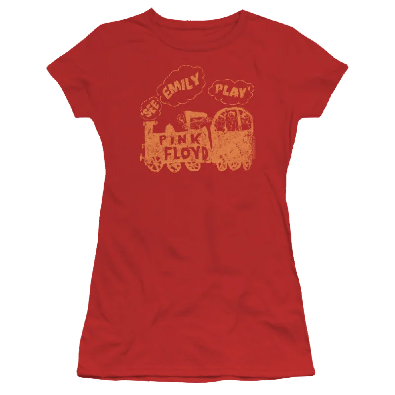 Pink Floyd See Emily Play - Juniors T-Shirt-- Solid Print Embellished