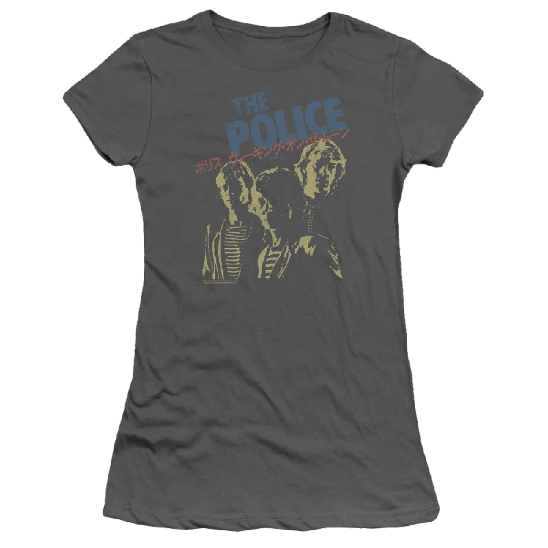 The Police Japanese Poster - Juniors T-Shirt-- Silk Blend Satin Velvet