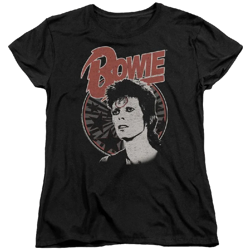 David Bowie Space Oddity - Women's T-Shirt-- Beaded Sequined Faux Fur