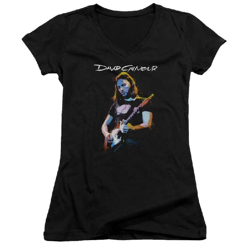 David Gilmour Guitar Gilmour - Juniors V-Neck T-Shirt-- Sequined Glittery Shiny