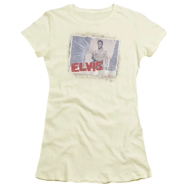 Elvis Presley Tough Guy Poster - Juniors T-Shirt-- Machine Wash Dry Clean Hand Wash