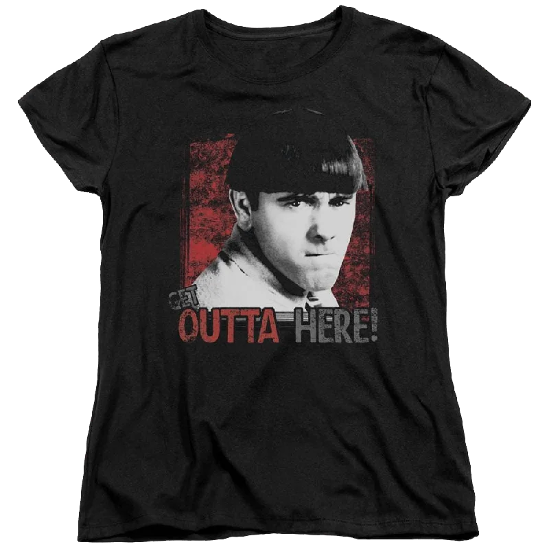 The Three Stooges Get Outta Here Women's T-Shirt-- Solid Color Striped Floral