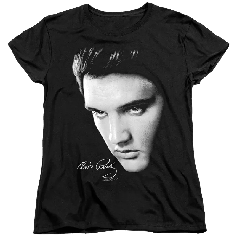 Elvis Presley Face - Women's T-Shirt -- Basic T-Shirt Crew Neck Short Sleeve