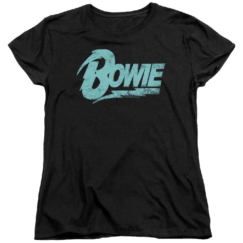 David Bowie Logo - Women's T-Shirt-- Spandex Blend Rayon Blend Denim Blend