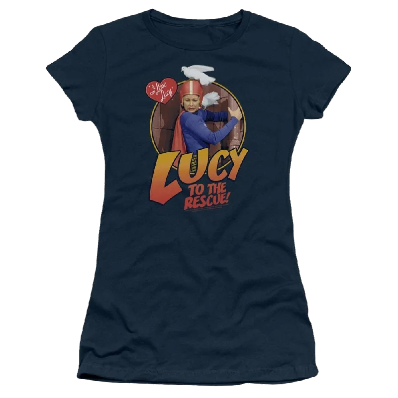 I Love Lucy To The Rescue Juniors T-Shirt-- Polka Dot Checkered Tartan