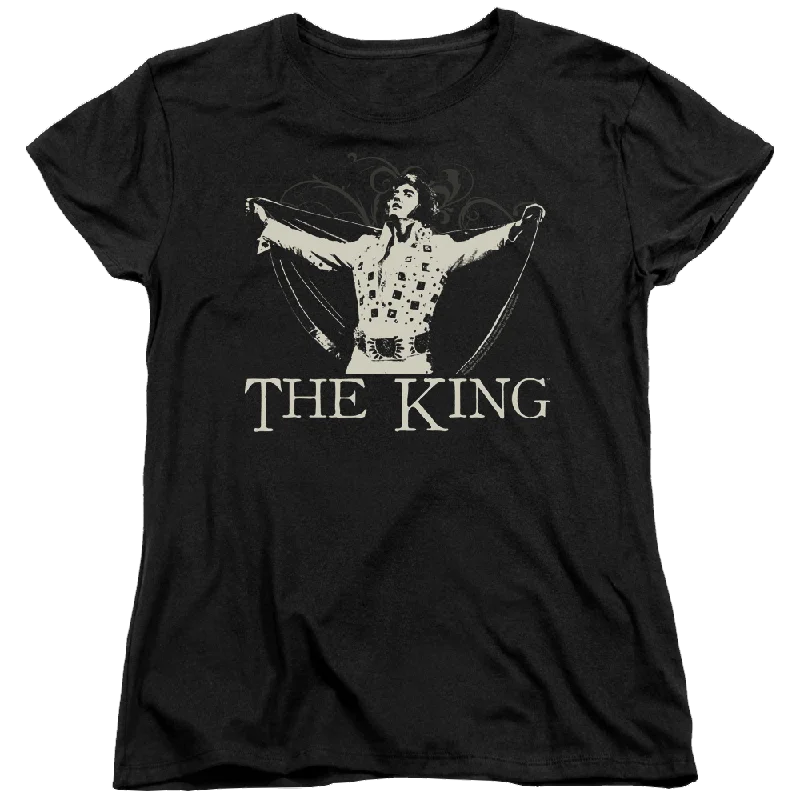 Elvis Presley Ornate King - Women's T-Shirt-- Nylon Fabric Polyester Fabric Spandex Fabric