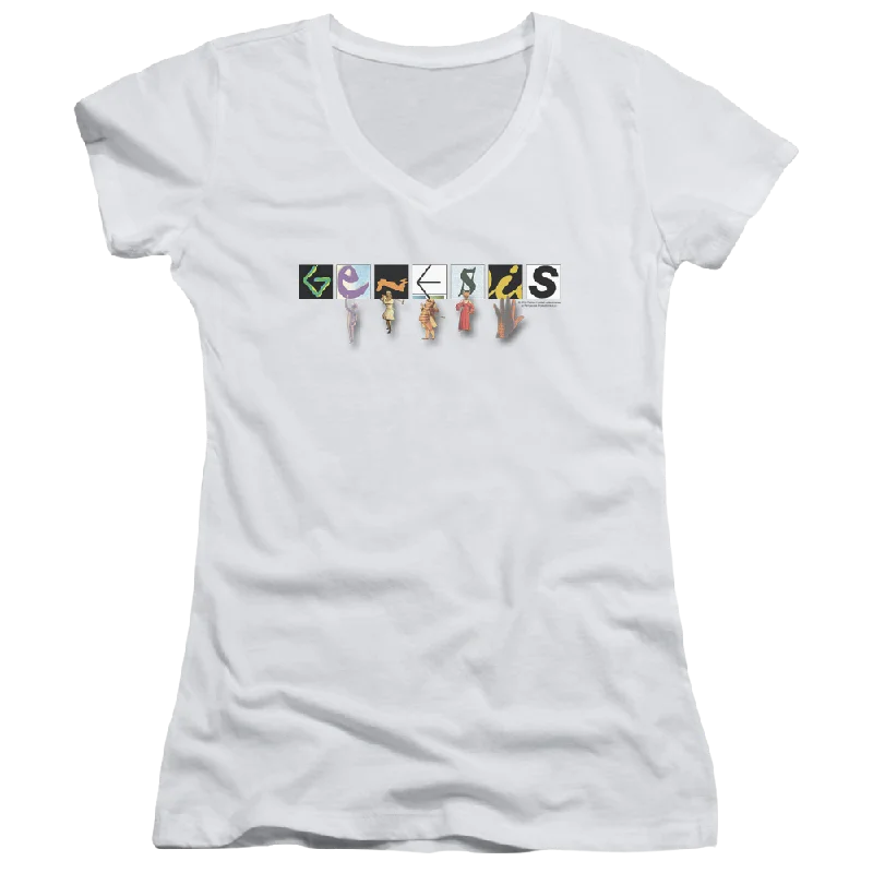 Genesis New Logo - Juniors V-Neck T-Shirt-- Rayon Velvet Corduroy