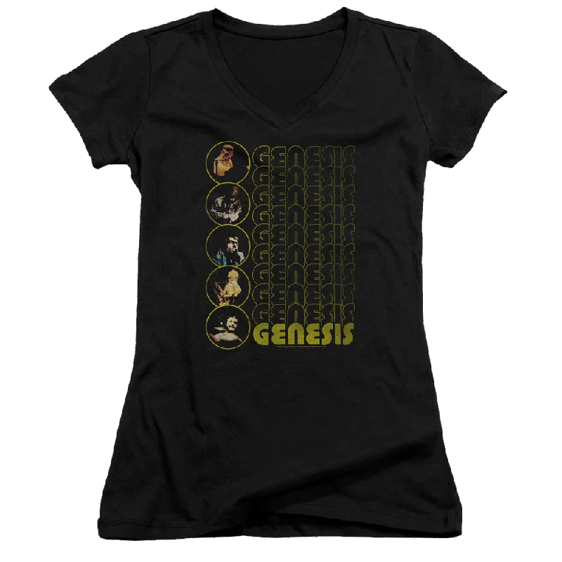 Genesis The Carpet Crawlers - Juniors V-Neck T-Shirt-- Cashmere Blend Cotton Blend Poly Blend
