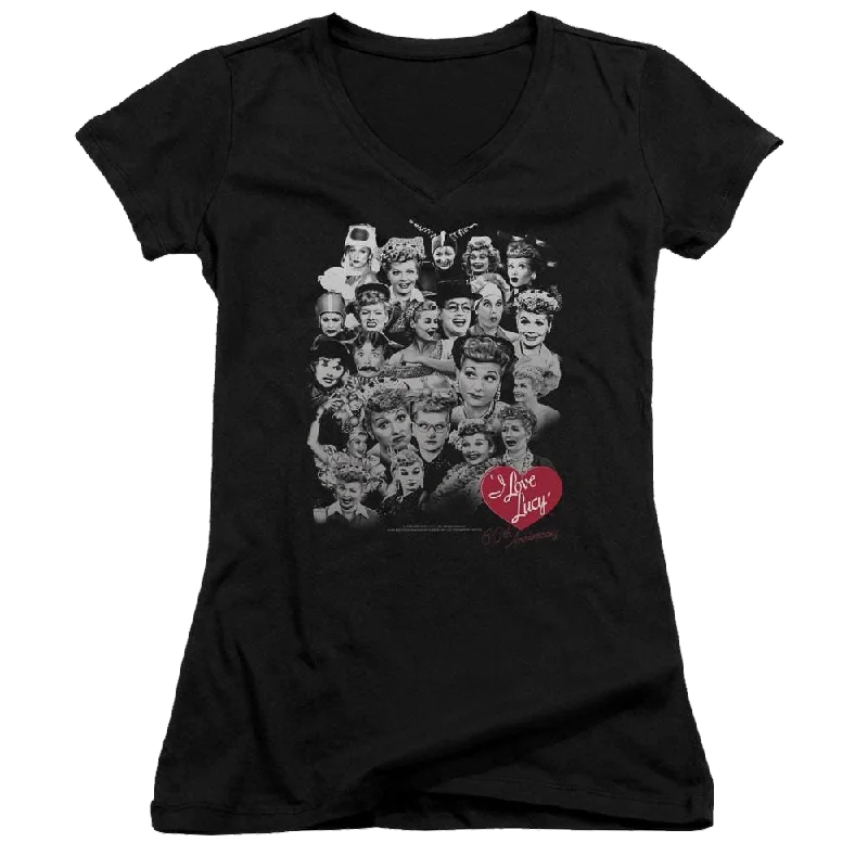 I Love Lucy 60 Years Of Fun Juniors V-Neck T-Shirt-- Sequined Glittery Shiny