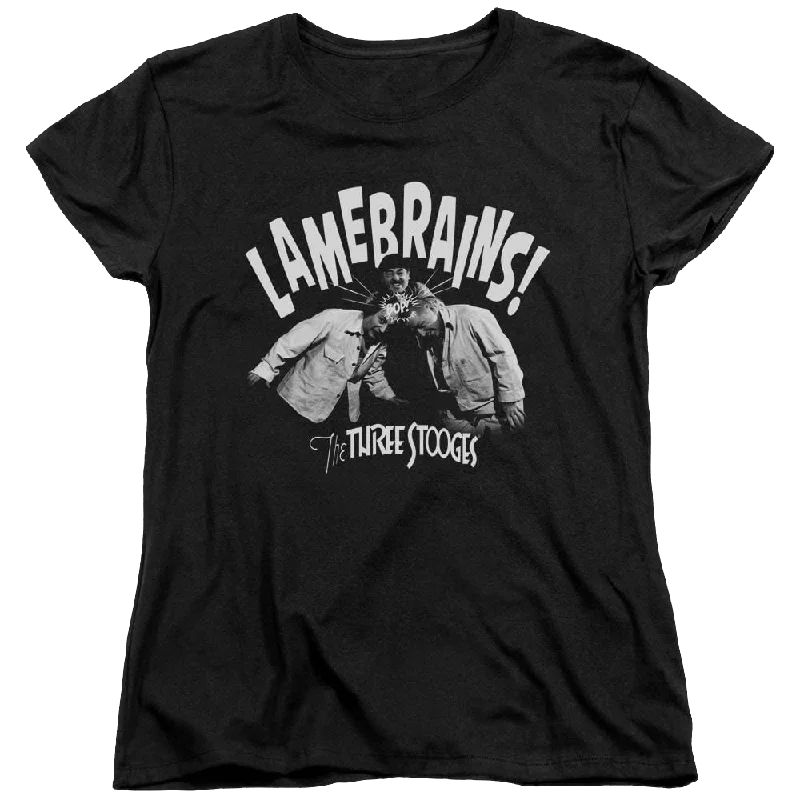 The Three Stooges Lamebrains Women's T-Shirt-- Striped Floral Plaid