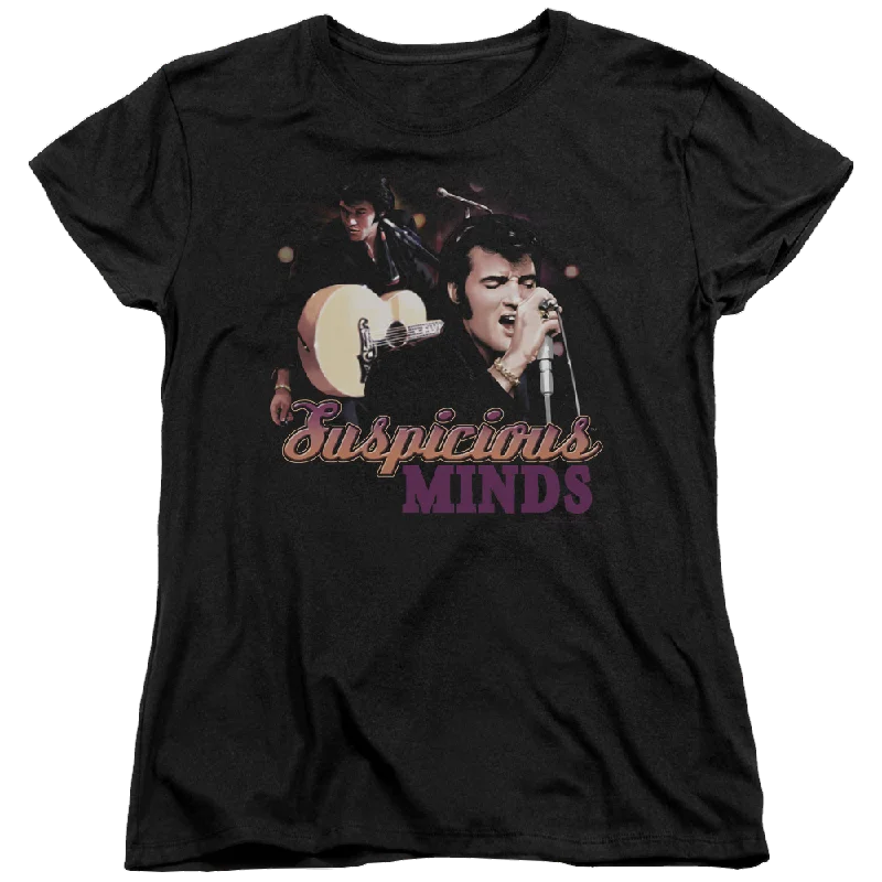 Elvis Presley Suspicious Minds - Women's T-Shirt-- Collared Crew Neck Turtle Neck