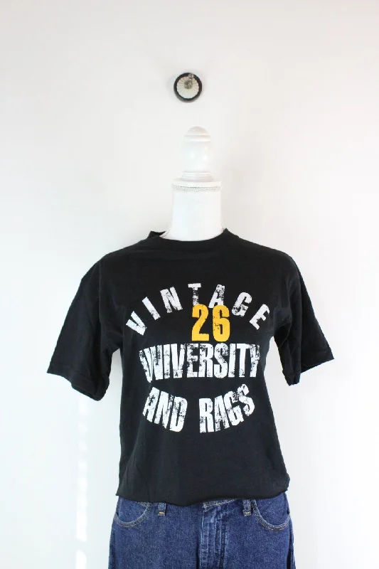Vintage Vintage & Rags Crop T-Shirt (L)-- Solid Print Embellished